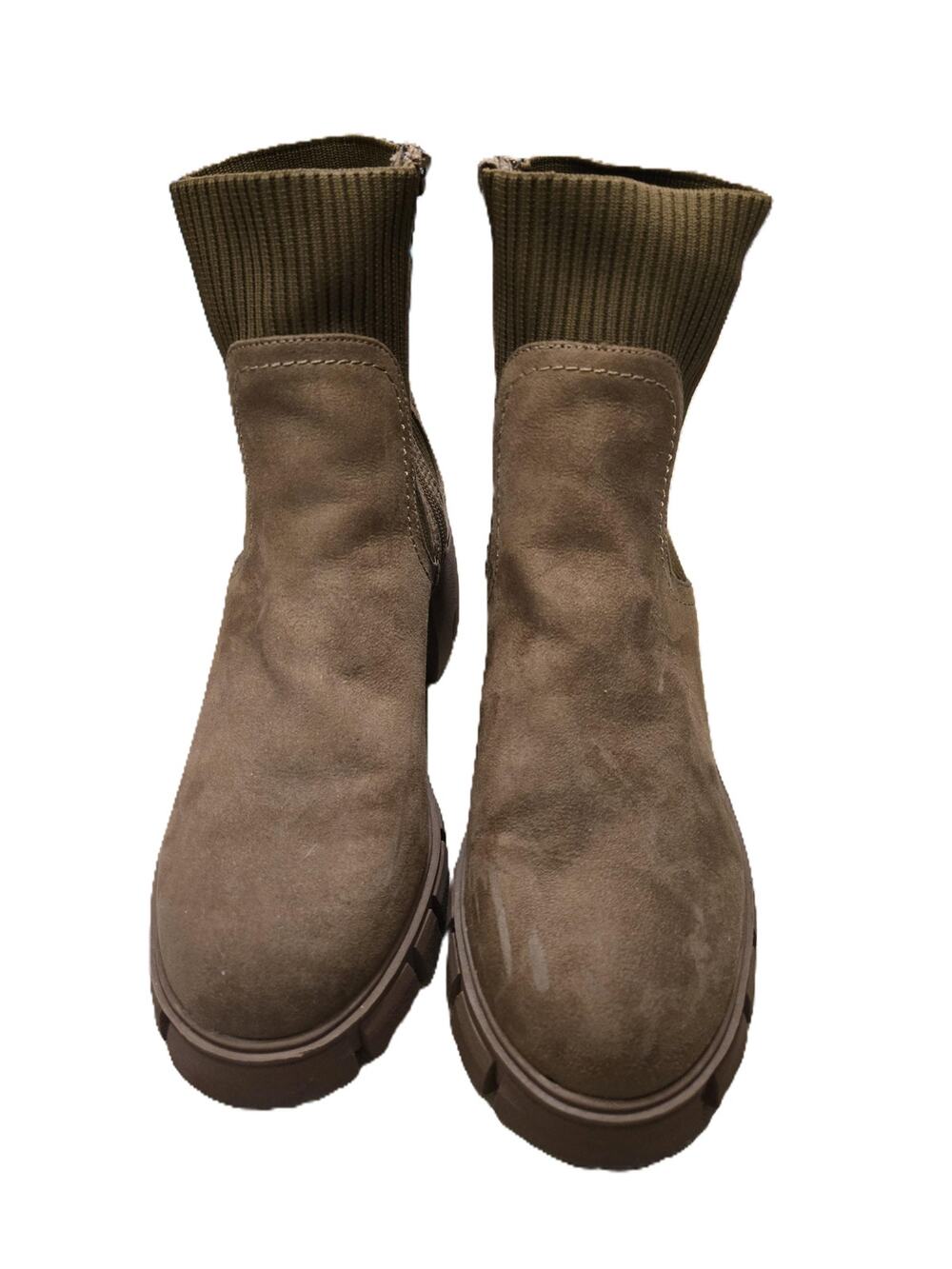 American Eagle Outfitters Brown Faux-Suede Lug-Sole Side-Zip Boot Women Size 10